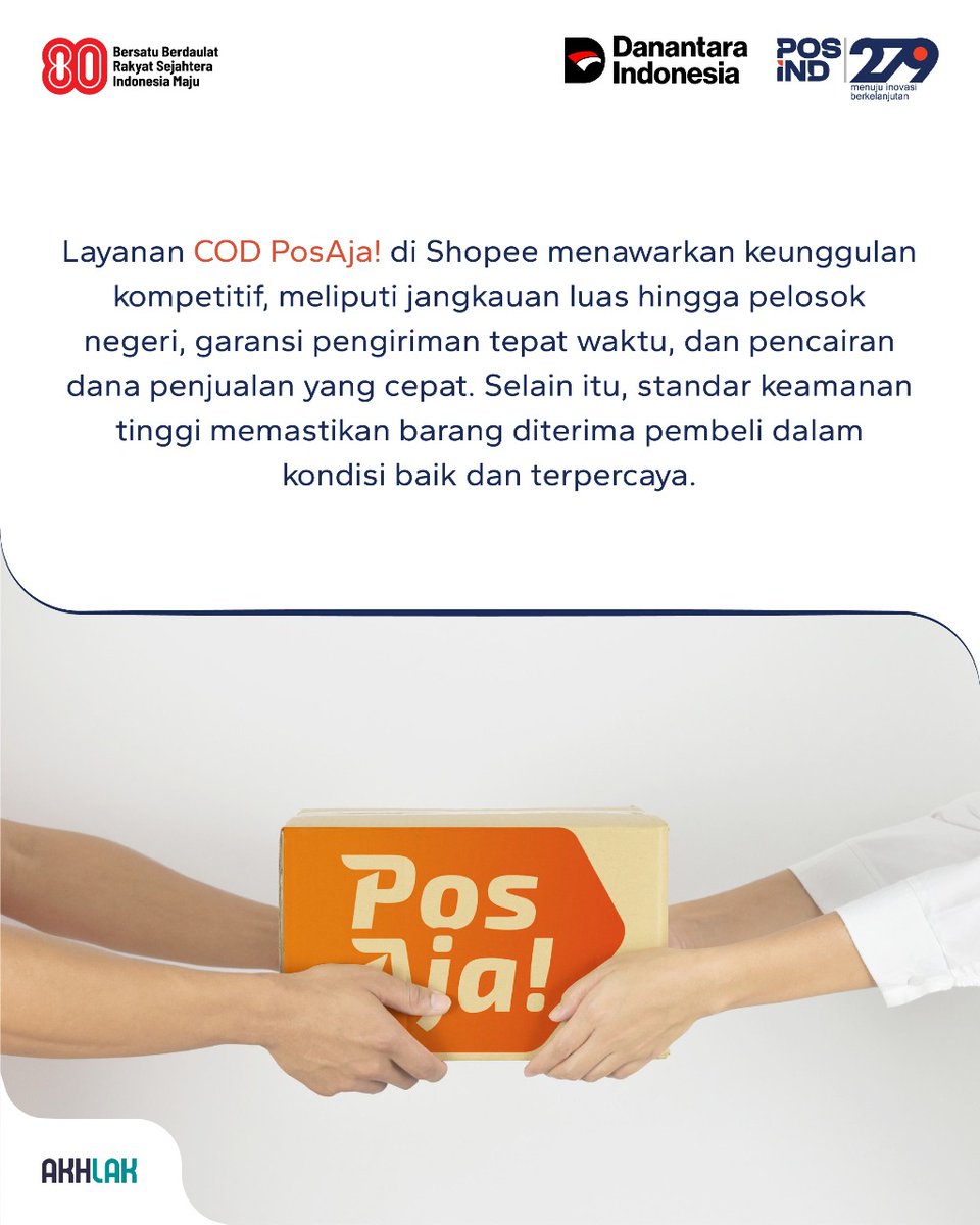 HebatLampung's tweet photo. PosIND resmi meluncurkan layanan COD PosAja! di platform Shopee sebagai langkah strategis mendukung UMKM memperluas pasar 
#CODPosAja
#PosIND
#PosIndonesia
#KantorPos
#PosPay
#PosAja
#KirimPaketPos
#BUMN
#BUMNUntukIndonesia
#279thPosIND
#MenujuInovasiBerkelanjutan https://t.co/mpeuUy70bZ