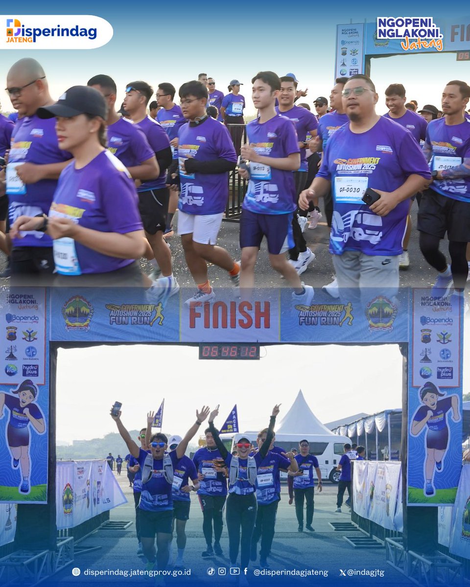 indagjtg's tweet photo. Semarang, (13/09/2025)  – Government Auto Show (GAS) Fun Run 2025 digelar di Lanumad A. Yani Semarang. Prosesi flag off oleh Sekretaris Daerah Prov. Jateng, Sumarno menandai dimulainya acara. Ratusan pelari dari berbagai Jawa Tengah turut ambil bagian dalam ajang lari santai ini. https://t.co/lpPt0wK4Xe