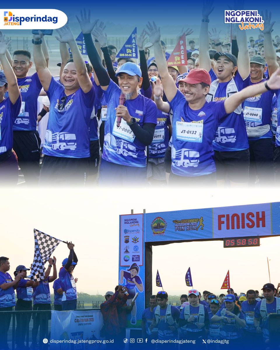 indagjtg's tweet photo. Semarang, (13/09/2025)  – Government Auto Show (GAS) Fun Run 2025 digelar di Lanumad A. Yani Semarang. Prosesi flag off oleh Sekretaris Daerah Prov. Jateng, Sumarno menandai dimulainya acara. Ratusan pelari dari berbagai Jawa Tengah turut ambil bagian dalam ajang lari santai ini. https://t.co/lpPt0wK4Xe