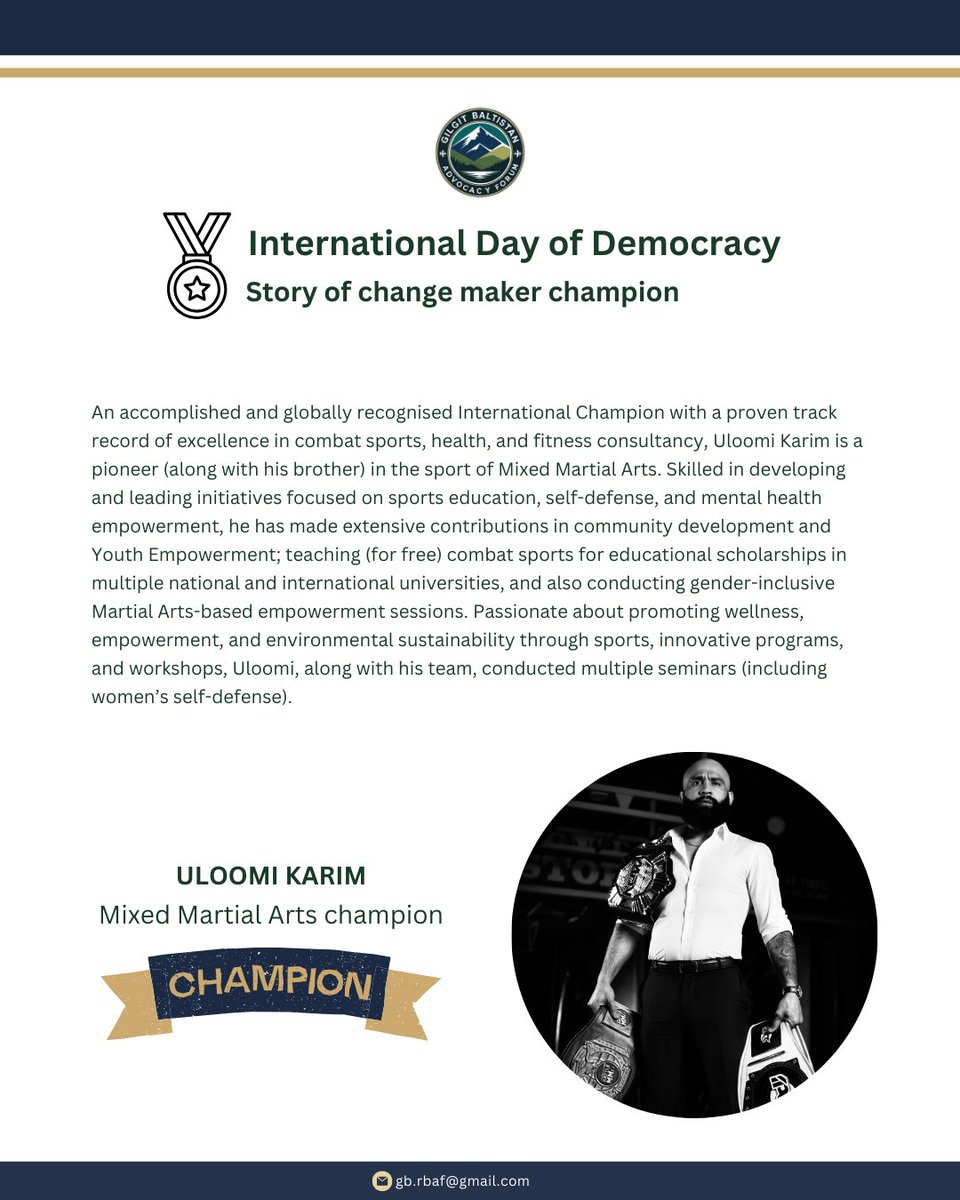 GB_RBAF's tweet photo. Stories of our champions 🏆

#InternationalDayOfDemocracy #YouthParticipation #WomenInDecisionMaking #GilgitBaltistan #GBAF #Democracy https://t.co/gIaokC5X8C