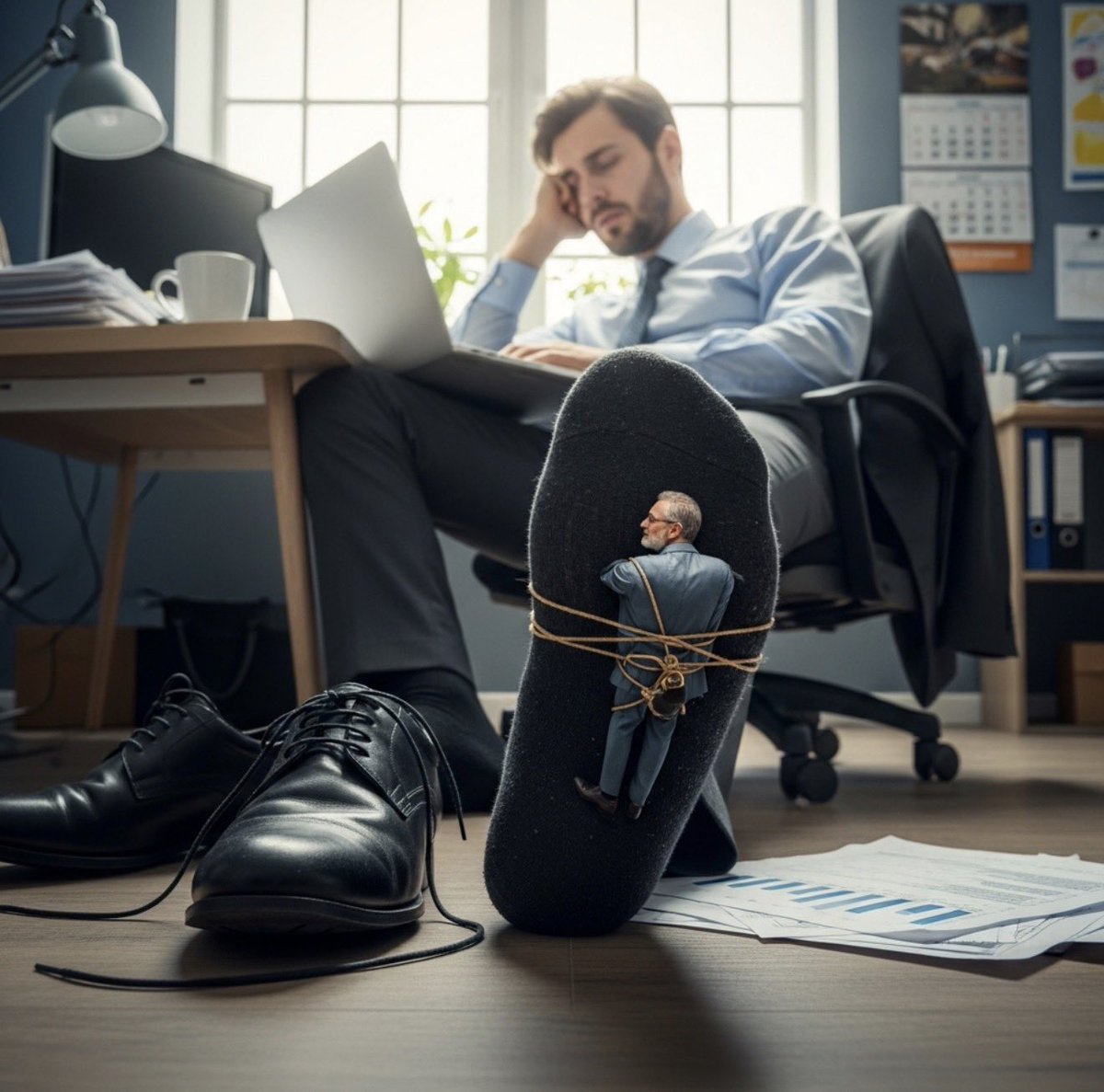 Who’s foot would you want to be tied to?

Doctor 🧑🏻‍⚕️
Lorry driver 🚚 
Business man 👨🏻‍💻

Comment below

Ai: fantasy 
18+