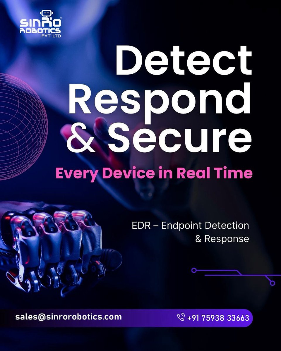 SinroRobotics's tweet image. Cyber threats are evolving—antivirus alone isn’t enough. 🚫
With Sinro EDR, get real-time monitoring, AI-powered analytics & instant response to keep every endpoint secure. 🔐
#SinroRobotics #CyberSecurity #EDR #EndpointSecurity #SecureFuture
