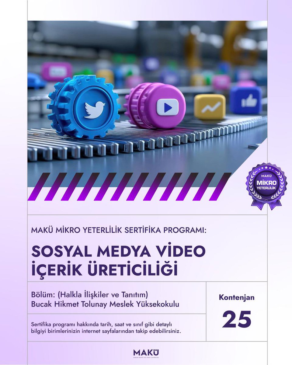 Başvurular Makü Artı mobil uygulamadan gerçekleşecektir ve 18 Eylül 2025 23:59’da kapanacaktır. 
.
.
#makü #htmyo #mikroyeterlilik #bucakişletmefakültesi