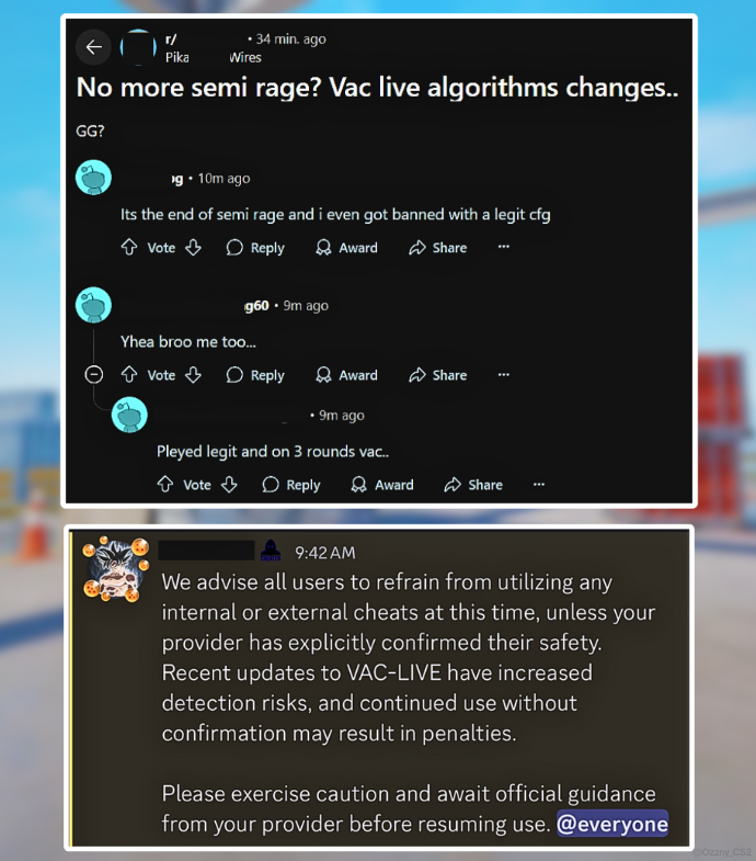 Ozzny_CS2's tweet image. RUMOR: There&apos;s reports of a potential VAC Update that increased cheat detection ‼️