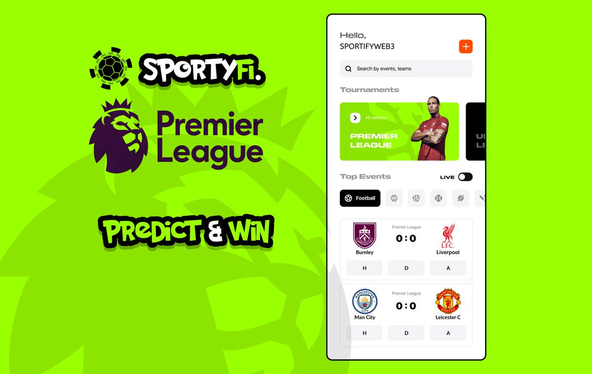 🚀 SportyfiWeb3 Launch Giveaway!

⚽ Predict the scores &amp; win prizes 🎁

1️⃣ Man City 🆚 Man United
2️⃣ Burnley 🆚 Liverpool

To qualify:
🔔 Follow <a href="/Sportyfiweb3/">SPORTYFI</a>
👉 Submit Entry here: forms.gle/6yHec7uUmdpGdT…

📑closes soon🔏

🎯 Trust the Game. Own the Rewards.