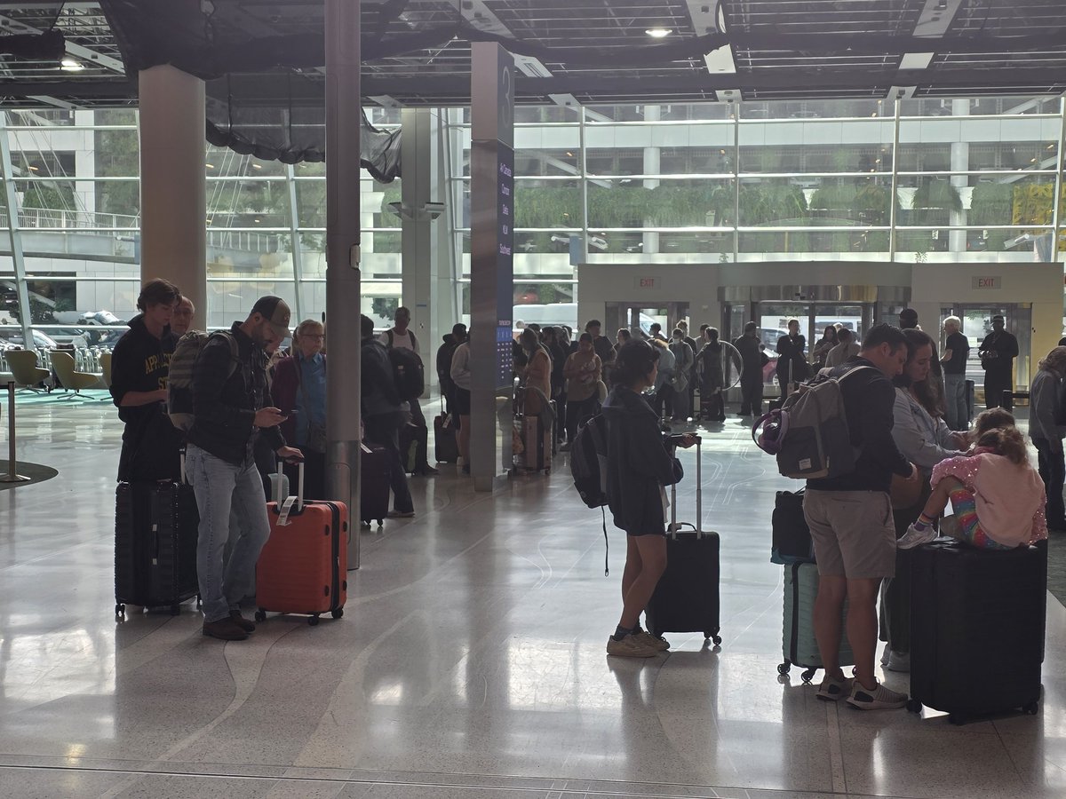 WhatnextUSA's tweet photo. .@SouthwestAir at PDX is awful!  I just waited in the first line to be told to wait in the second line.  Staffing is awful, flights delayed.  I will reconsider my weekly @SouthwestAir flights. https://t.co/X84EBrGx8u