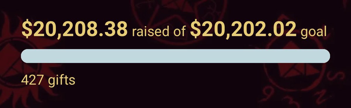 tknight84's tweet photo. @mishacollins @JensenAckles @jarpad And we’ve already passed the goal in less than an hour. The #SPNFamily is truly amazing! #SPN20 #Supernatural https://t.co/vkNjDHlh1c