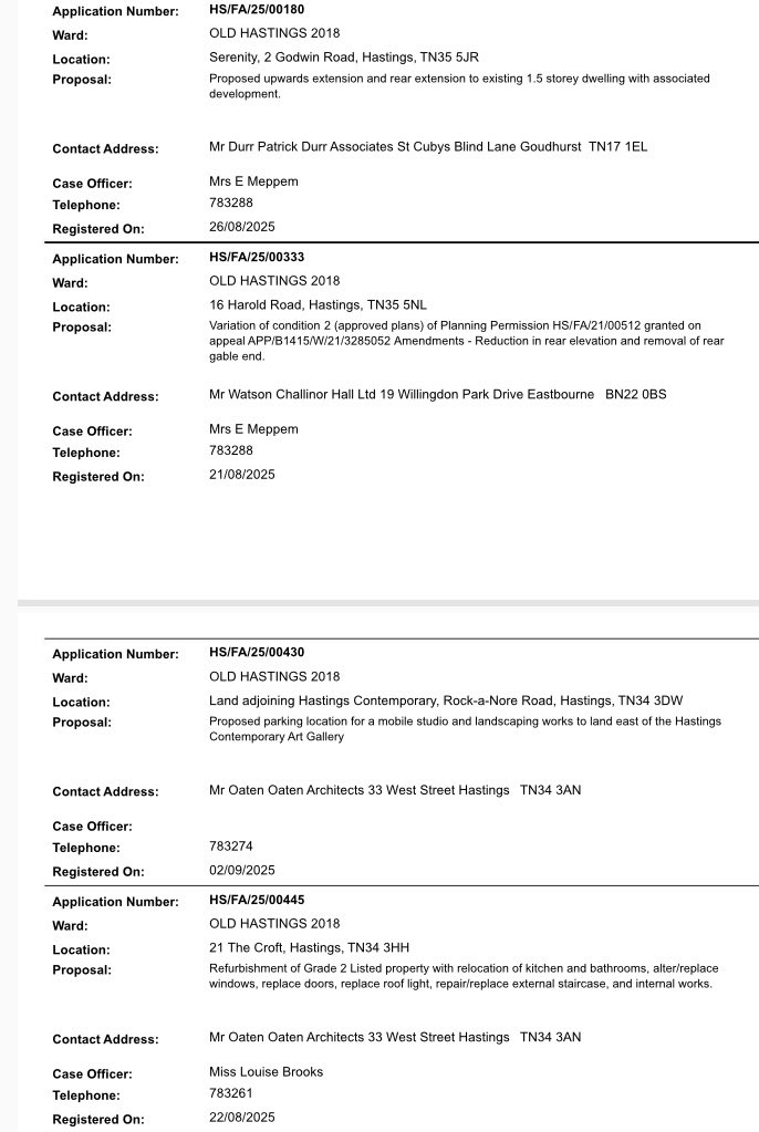 This post is of the most recent Hastings Borough Council (HBC) #Planning Application in #OldHastings Ward. If you would like to comment on any of the applications which are currently open, you can do so via the #MyHastings website.