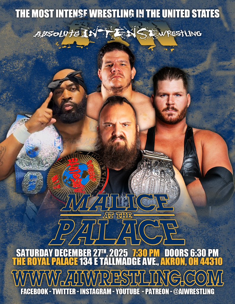 Absolute Intense Wrestling (@aiwrestling) on Twitter photo AIW returns to Akron,Ohio on Saturday night December 27th.
Tickets for this event are extremely limited. 
Buy Here: eventbrite.com/e/absolute-intโฆ AIW returns to Akron,Ohio on Saturday night December 27th.
Tickets for this event are extremely limited. 
Buy Here: eventbrite.com/e/absolute-intโฆ