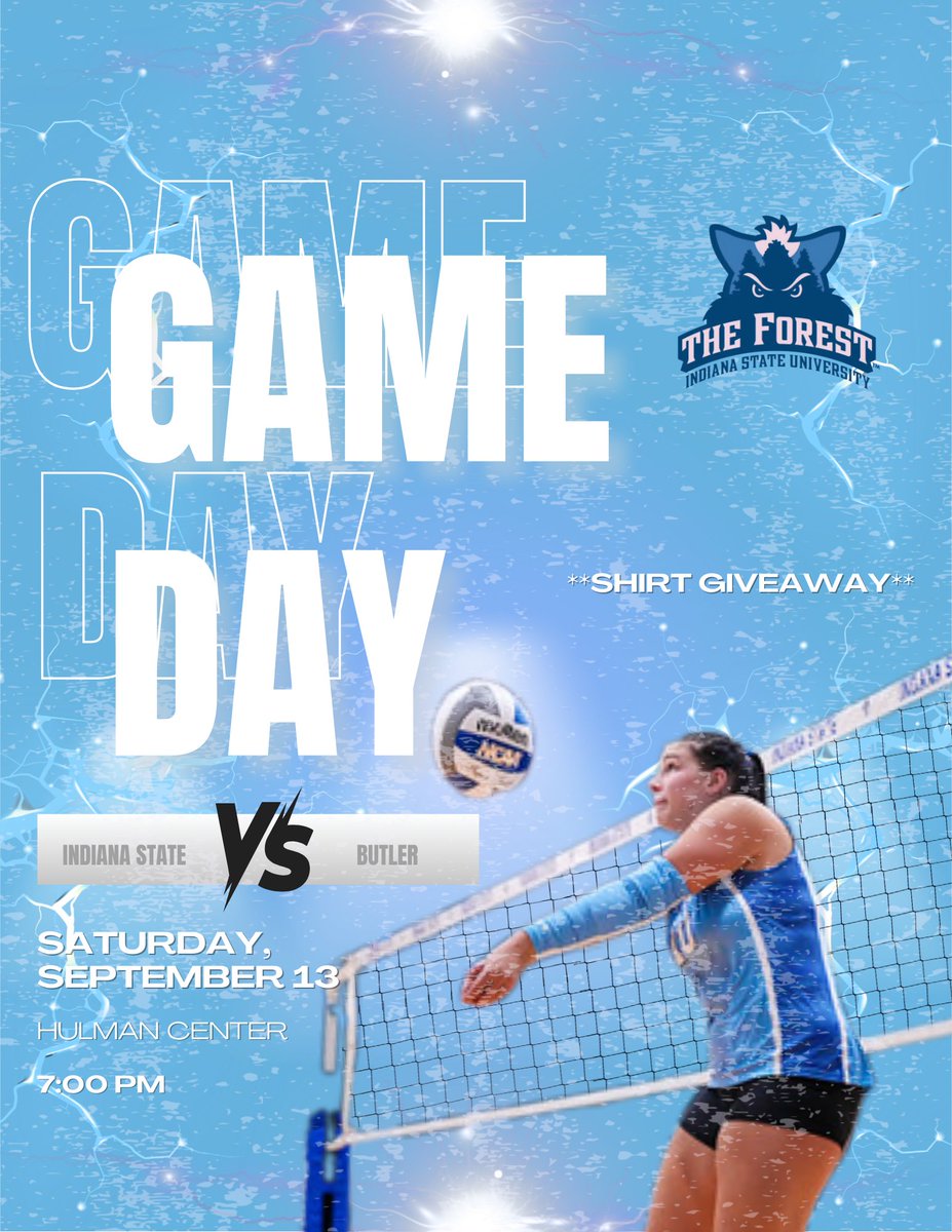 GAME DAY for Sycamores Volleyball at Hulman Center starting at 7PM! Tonight there will be a Pepsi t-shirt giveaway for students— limited quantity! Go Sycamores!