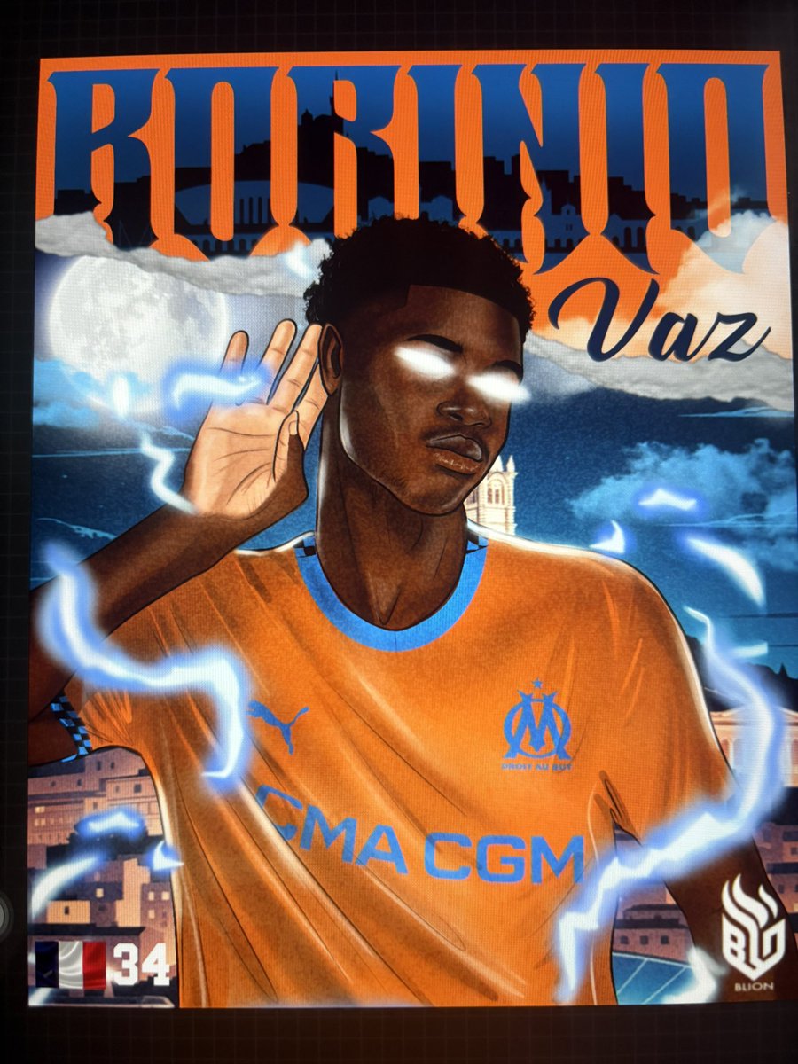 blion2027's tweet photo. C’est au tour de notre futur crack @RobinioVaz34 d’être illustré par mes soins 🤟🏾😅
#teamom #OM #OlympiqueDeMarseille #illustration #art https://t.co/IPHvkWzj1F