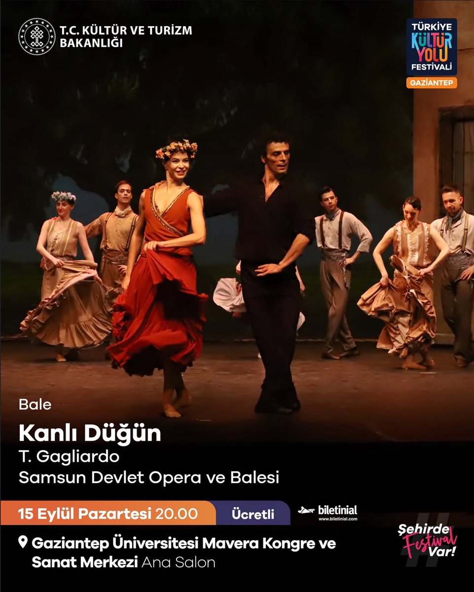 Kanlı Düğün ( Bale ) - 15 Eylül 2025 // 20.00 ‘da Mâvera KSM’de

Biletler Satışta !!
<a href="/biletinial/">Biletinial</a> 

#sanatintumrenklerimaverada #newseason #gastroantepkültüryolu