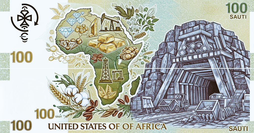 neoman_peter's tweet image. Just designed a new currency concept for the &quot;United States of Africa&quot;called SAUTI! 🌍💵 Featuring rich mineral resources and vibrant agricultural themes, with a nod to unity and prosperity. What do you think? #SAUTI #AfricanUnity  #FutureAfrica
#viral #CharlieKirk #TrendingNow