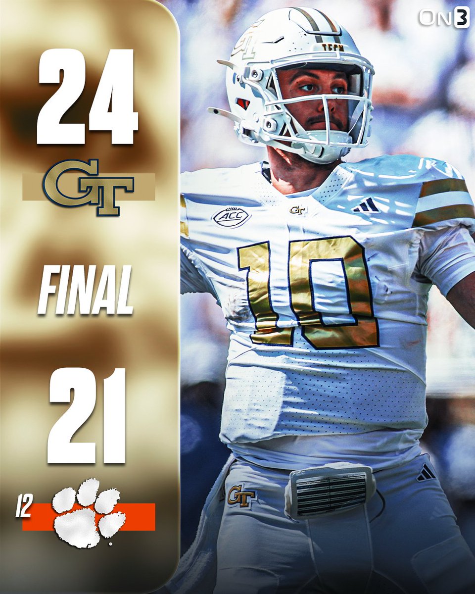 On3's tweet photo. GEORGIA TECH UPSETS NO. 12 CLEMSON🤯

https://t.co/ycCQxL7fIj https://t.co/kQIPYRJFcJ