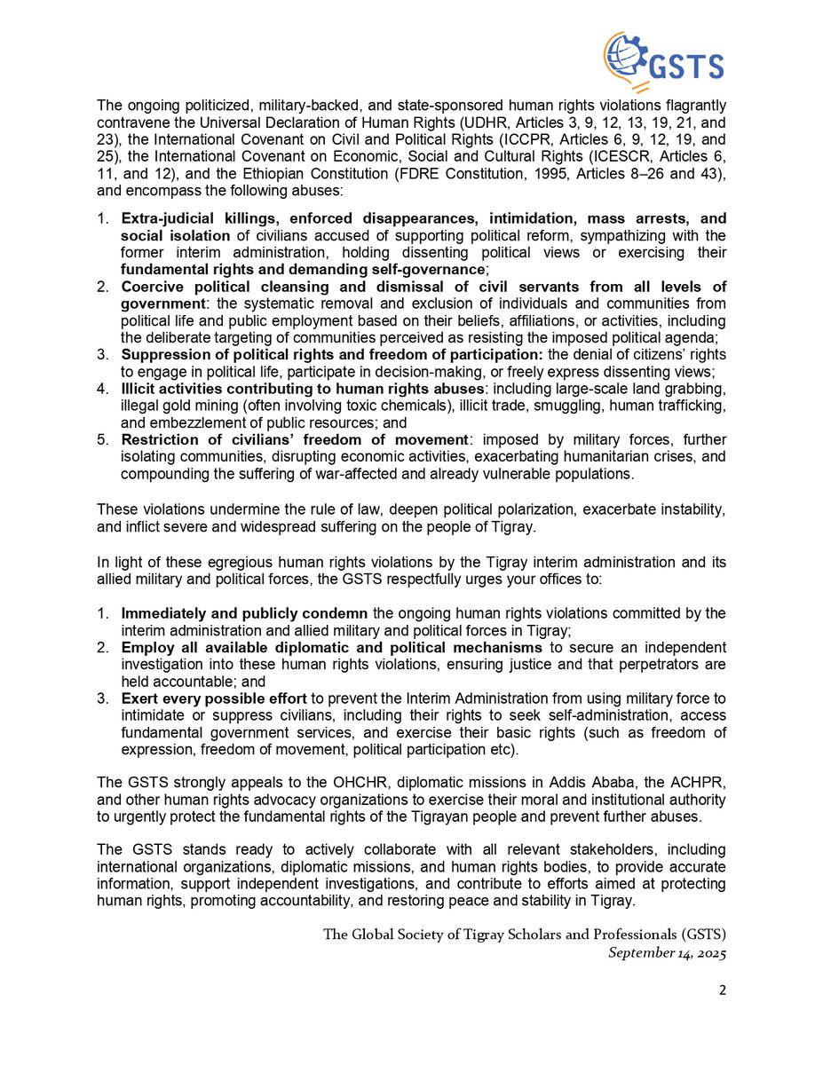 Global Society of Tigray Scholars & Professionals tweet media