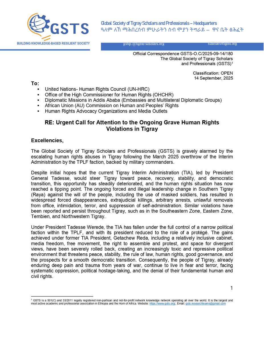 Global Society of Tigray Scholars & Professionals tweet media