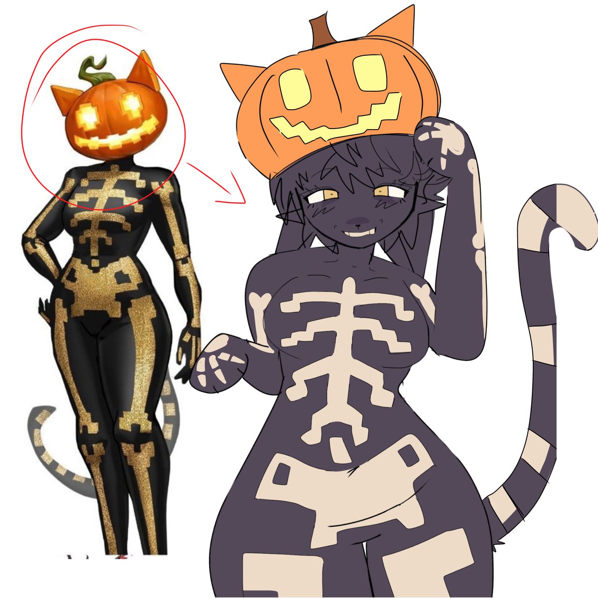 pumpkin cat girl art &gt;:3 #fortnite