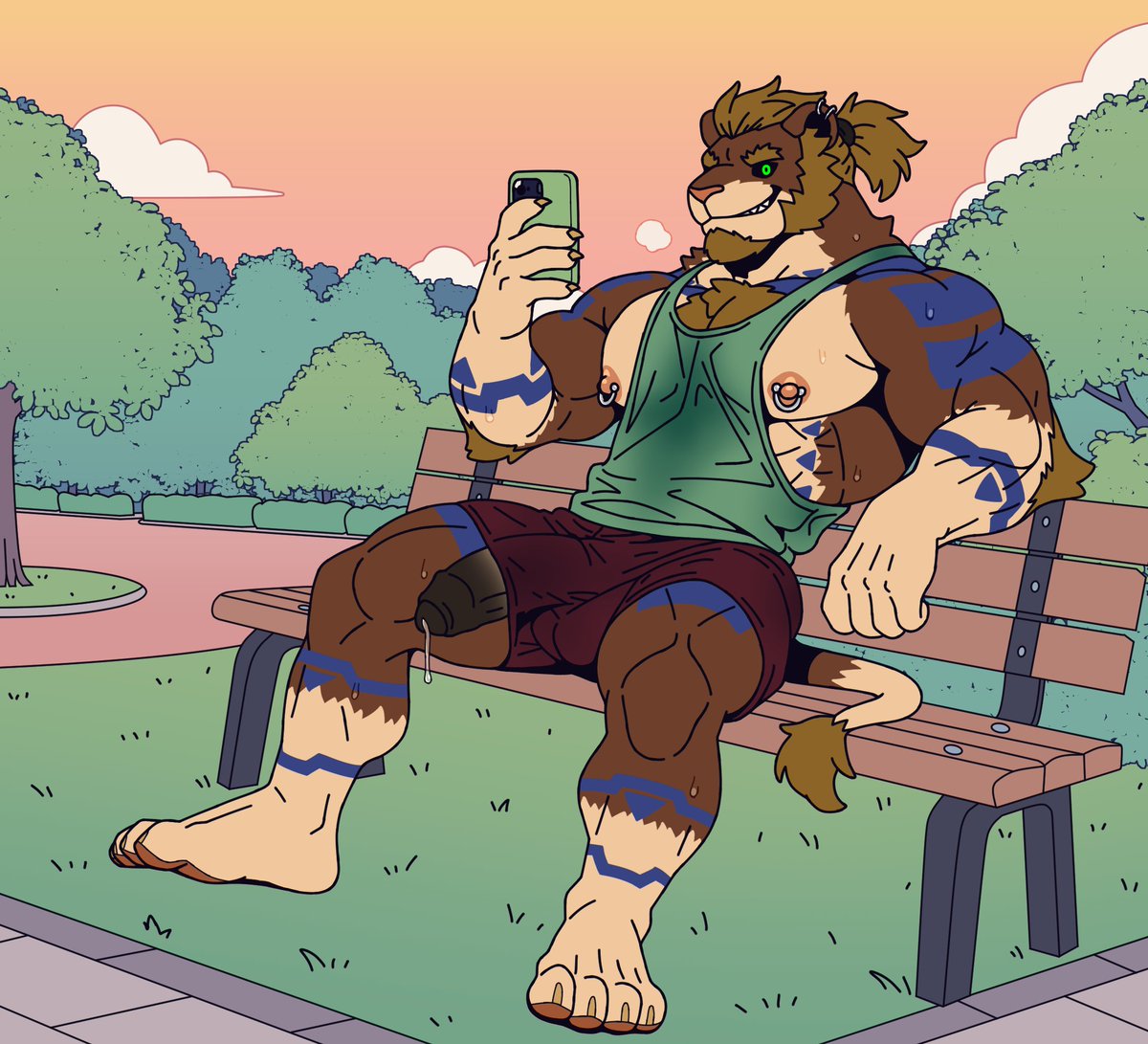 MrViviz's tweet photo. (Commission) Rest after jogging~💦
For @SolidGreenU! Thank you~❤️
#furrybara #furryartwork #nsfwart https://t.co/KuVMwMy4lX