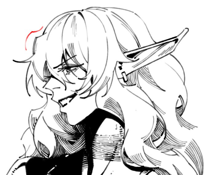 I enjoy drawing this curve on her hair, adds so much character. 