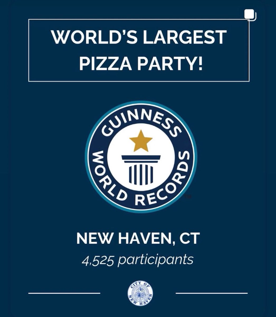 🚨Pizza Capital of the US! 

Kudos to New Haven setting the world record in style with the nation’s best pizza.