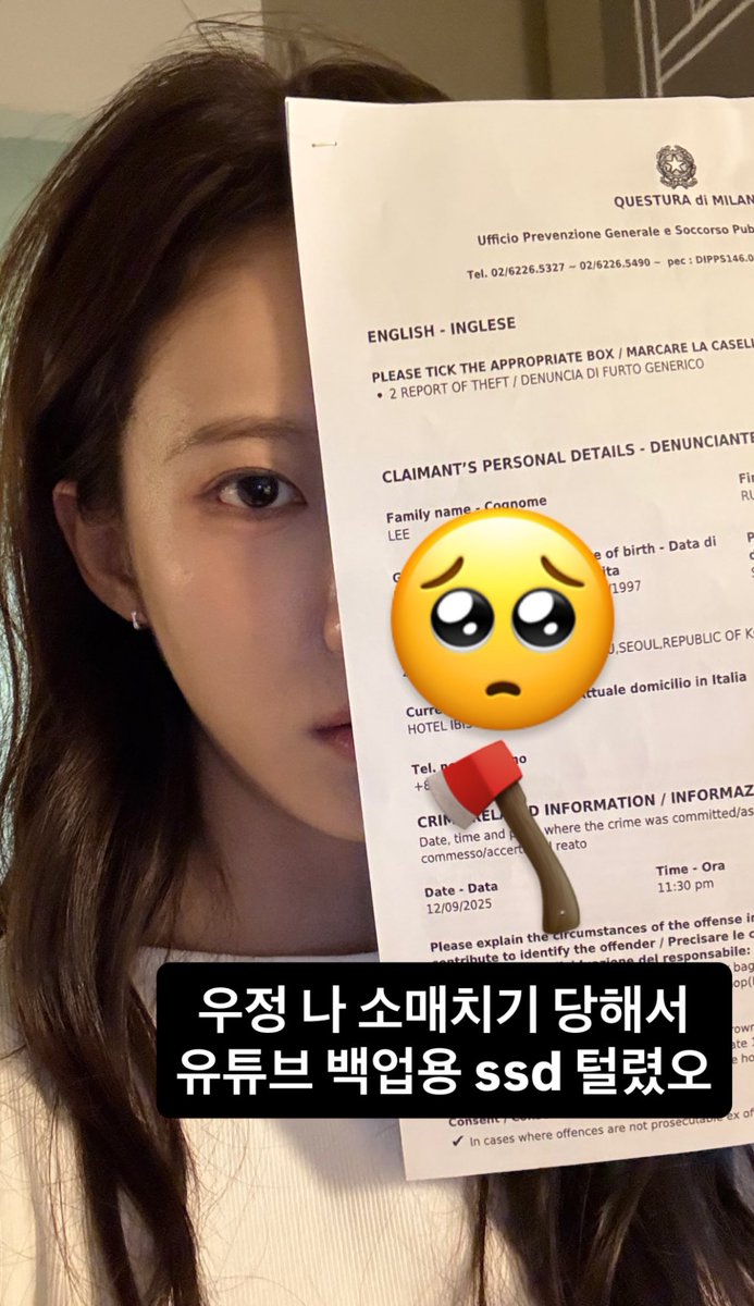 luda is in milan??? and she got ROBBED???? GIRL NEVER MIND THE YOUTUBE BACKUP SSD CARD WTF IS GOING ON
