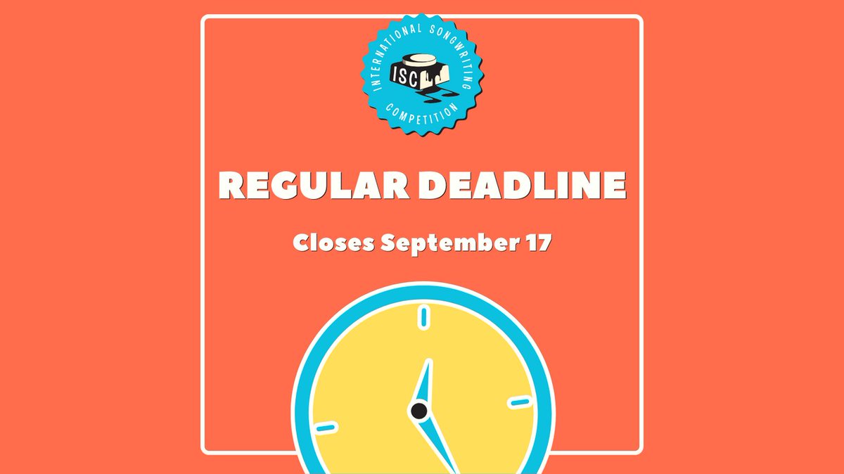 intlsongcomp's tweet image. The Regular Deadline is almost here! 
Get your entries in by September 17 to lock in the current entry fee.

Submit now and save! tinyurl.com/4h99az32
#isc25 #deadline #songwriter #songwriting #singersongwriter #writer #music #competition
#enternow