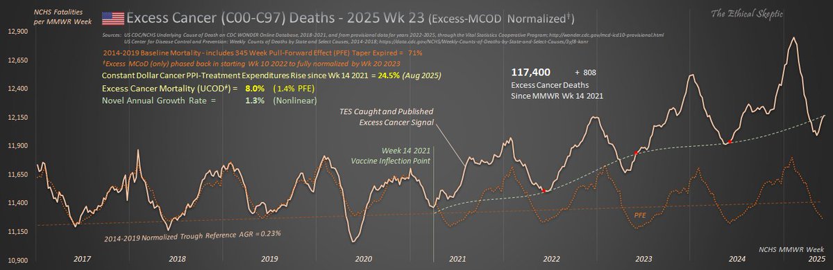 EthicalSkeptic's tweet image. We have a Cancer Emergency underway🚨

US - UCoD Mortality +8.0%
US - Cancer Treatment PPI-Expenditures +24.5%
England - Diagnoses +46%
Netherlands - Diagnoses +15%

Dissonance-denialists have nothing to offer on this except bad high school graphs and ad hominem.