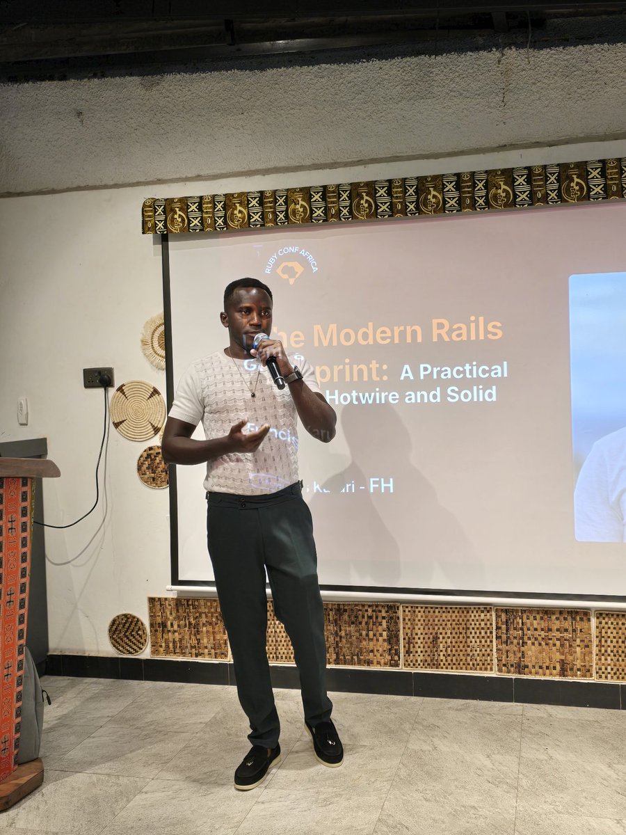 fh_ndiritu's tweet photo. It was amazing speaking about Rails 8, Hotwire, and Solid gems today at #nairuby meetups. We're so happy to be back! ๐ https://t.co/Vfq2L0w1jZ