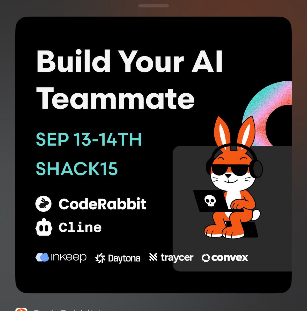 Come see me present about the future of AGI at the CodeRabbit hackathon today!