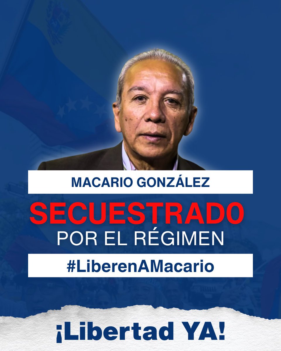 VoluntadPopular's tweet image. 🚨 URGENTE: Denunciamos que el ex alcalde de Barquisimeto, diputado y miembro de la dirección nacional de Voluntad Popular, nuestro hermano Macario González, se encuentra desaparecido desde el mediodía de ayer, viernes 12 de septiembre.
Hasta el momento no hay información…