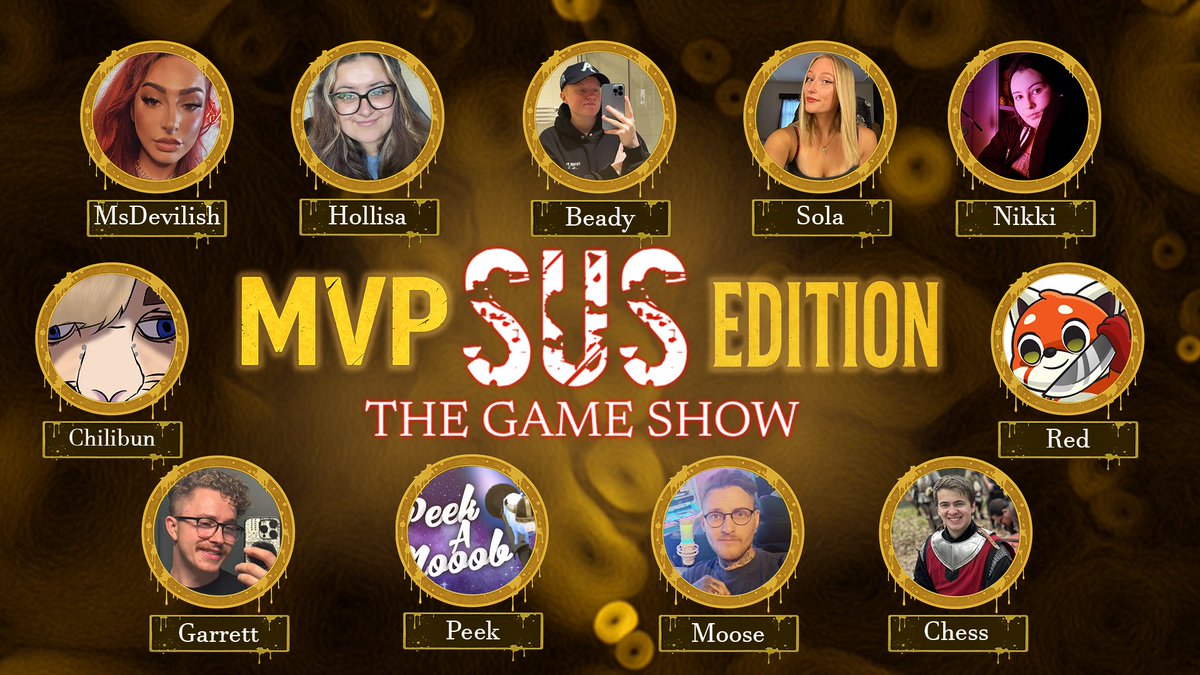 The time has come…  MVP showdown is finally here! 🎉 Date: Saturday 13th Sept 
Time: <a href="/7pm/">Huong Le</a> BST (British Standard time). 
Twitch: twitch.tv/susthegameshow 

SEE YOU THERE! &lt;3
<a href="/susthegameshow/">SUS: THE GAME SHOW</a>