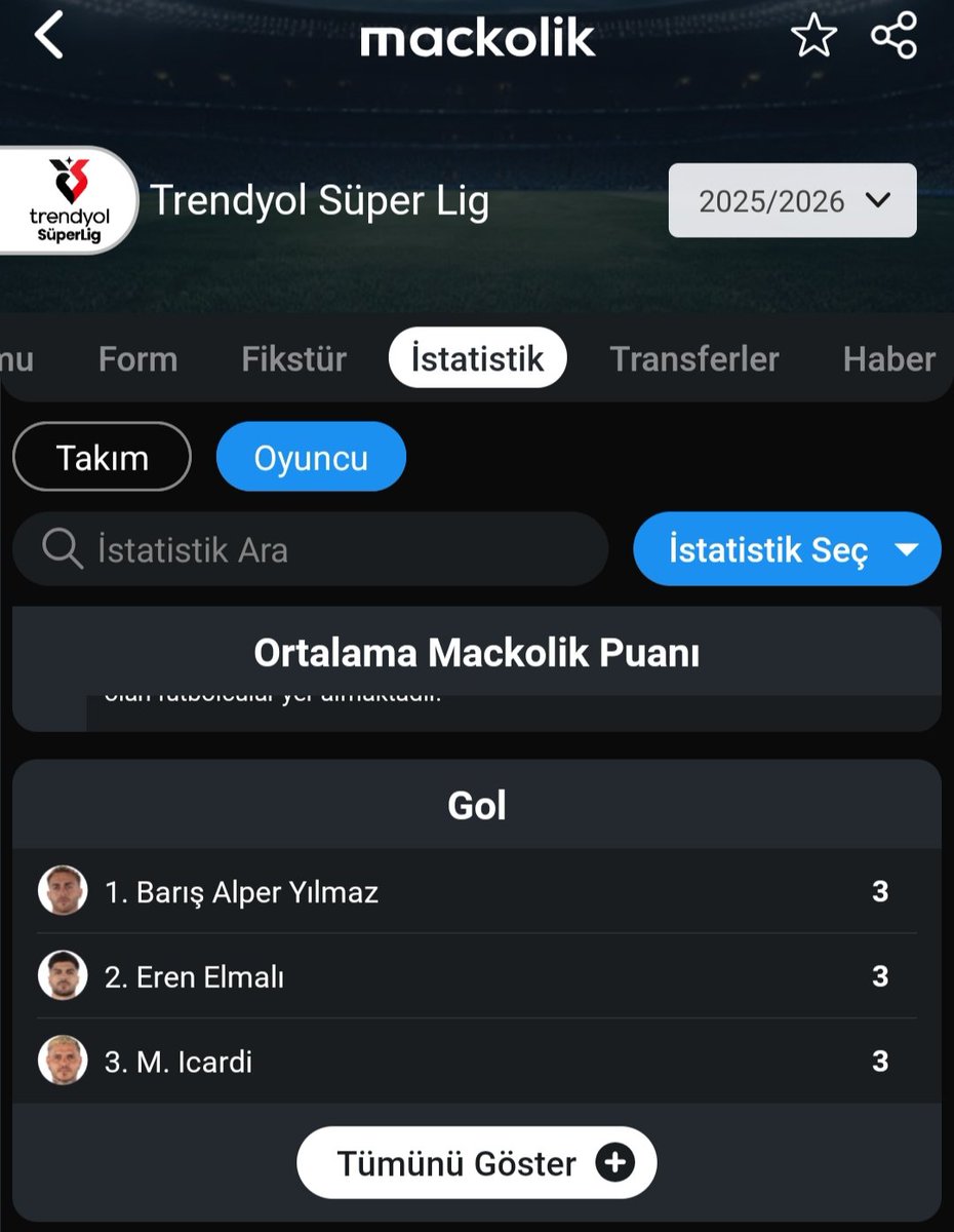 Gol krallığı listesine bakın oynamaya gerek yok kupayı getirin