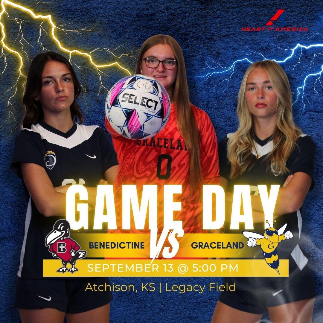 Graceland_wsoc's tweet image. IT’S GAME DAYY 🚨

Your Yellowjackets are on the road to Atchison, Kansas for their second conference matchup of the season! 🐝⚽️ Show your support in the stands or tune in livestream!

📍 Atchison, Kansas | Legacy Field
🕔 5:00PM CST
🆚 Benedictine College