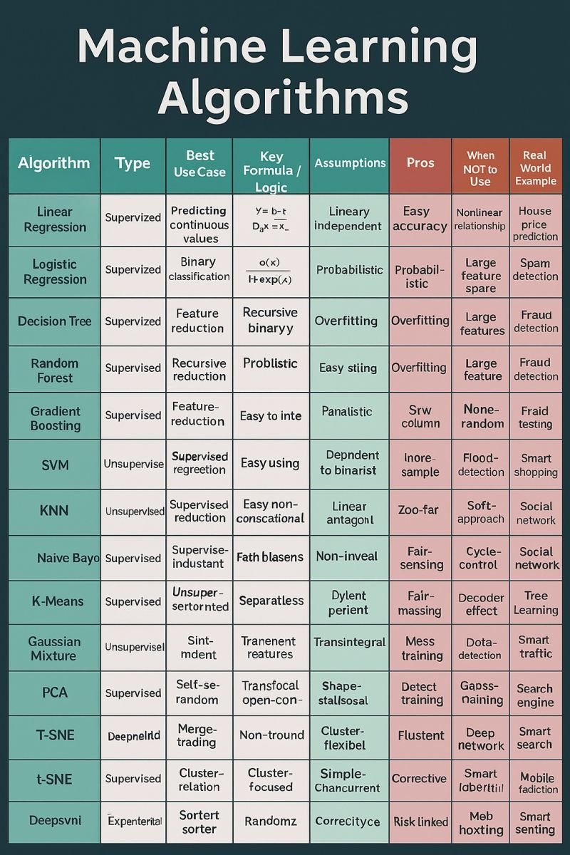 PythonPr's tweet photo. Machine Learning Algorithms https://t.co/ioOSBeMPmm