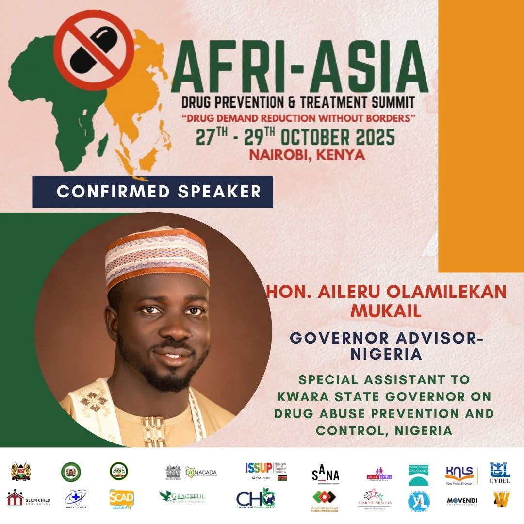 Proud to announce that I will be speaking at the Afri-Asia Drug Prevention Summit holding in Nairobi, Kenya 

I sincerely appreciate my mentor and my principal <a href="/RealAARahman/">Abdulrahman Abdulrazaq</a> for his leaderships