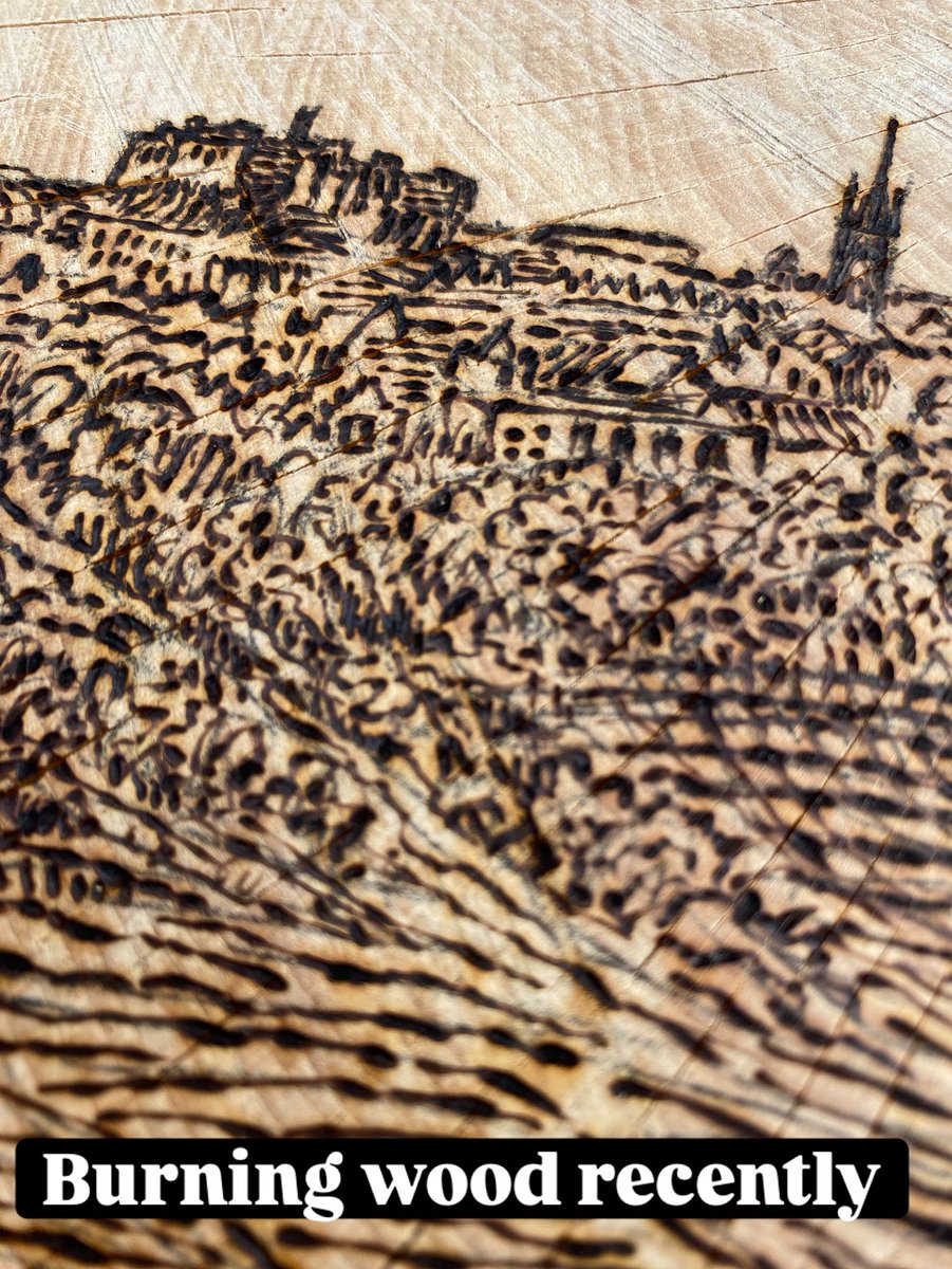edinsketcher's tweet image. I’ve been burning some wood recently. I love the smell and the occasional pop of a flame if I linger too long. #pyrographyart #edinburgh #wip