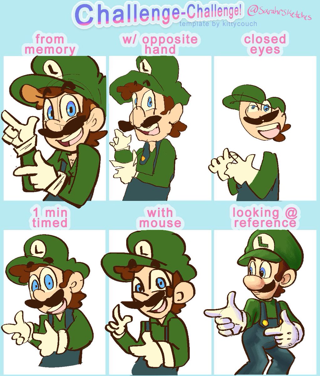 sarahrsketches's tweet image. Thought it’d be fun to do a Luigi drawing challenge 💚💚