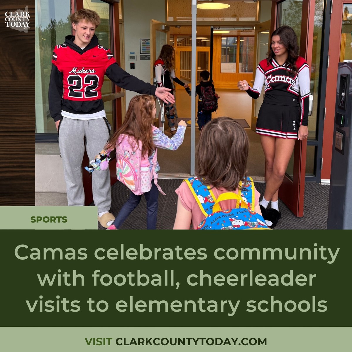 NewsFromCCT's tweet image. Camas football players and cheerleaders visited elementary schools before their home game, inspiring future Papermakers and boosting school spirit. clarkcountytoday.com/sports/camas-c… #CamasHighSchool #Papermakers #SchoolSpirit