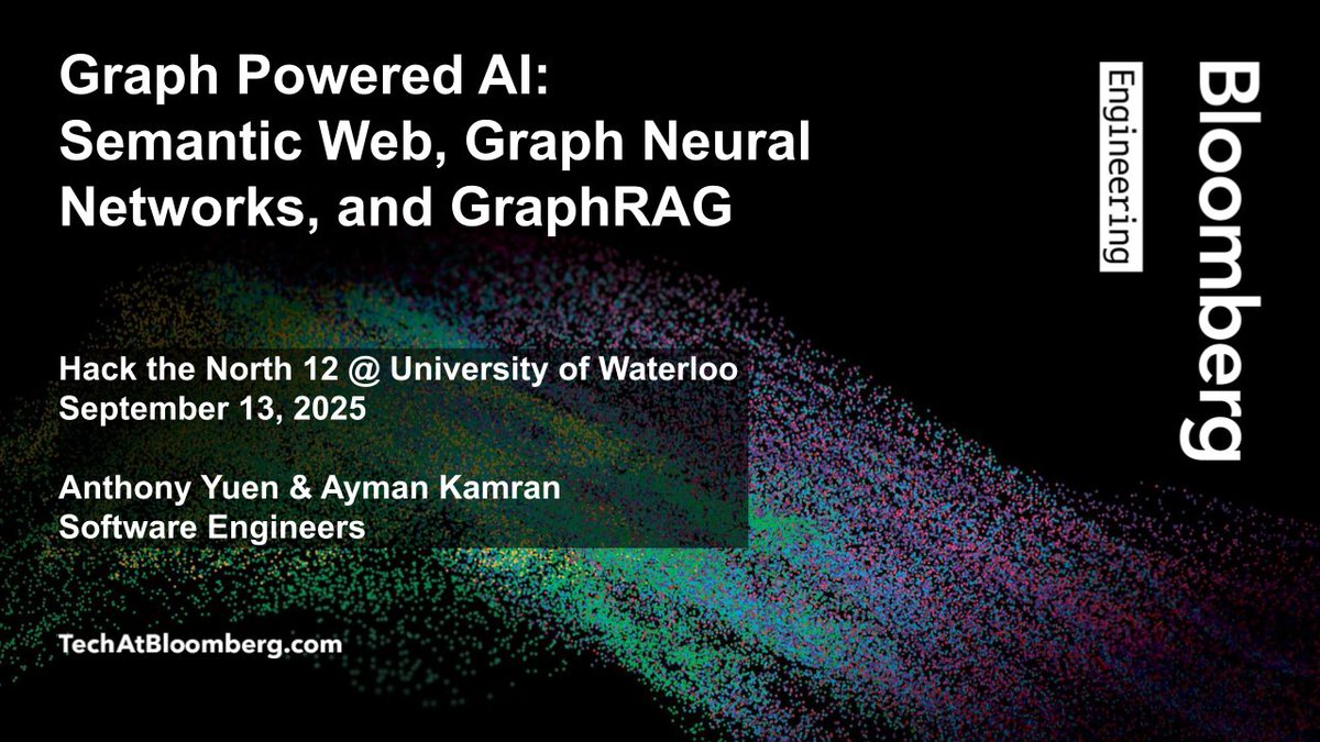 TechAtBloomberg's tweet image. At @HackTheNorth 2025 today (4:30 PM EDT), @Bloomberg engineers Anthony Yuen & Ayman Kamran will lead a workshop about Graph-Powered #AI, in which they'll intro #SemanticWeb concepts & demo how to query publicly available graph data
bloom.bg/4mp9m5O
#neuralnets #GraphRAG
