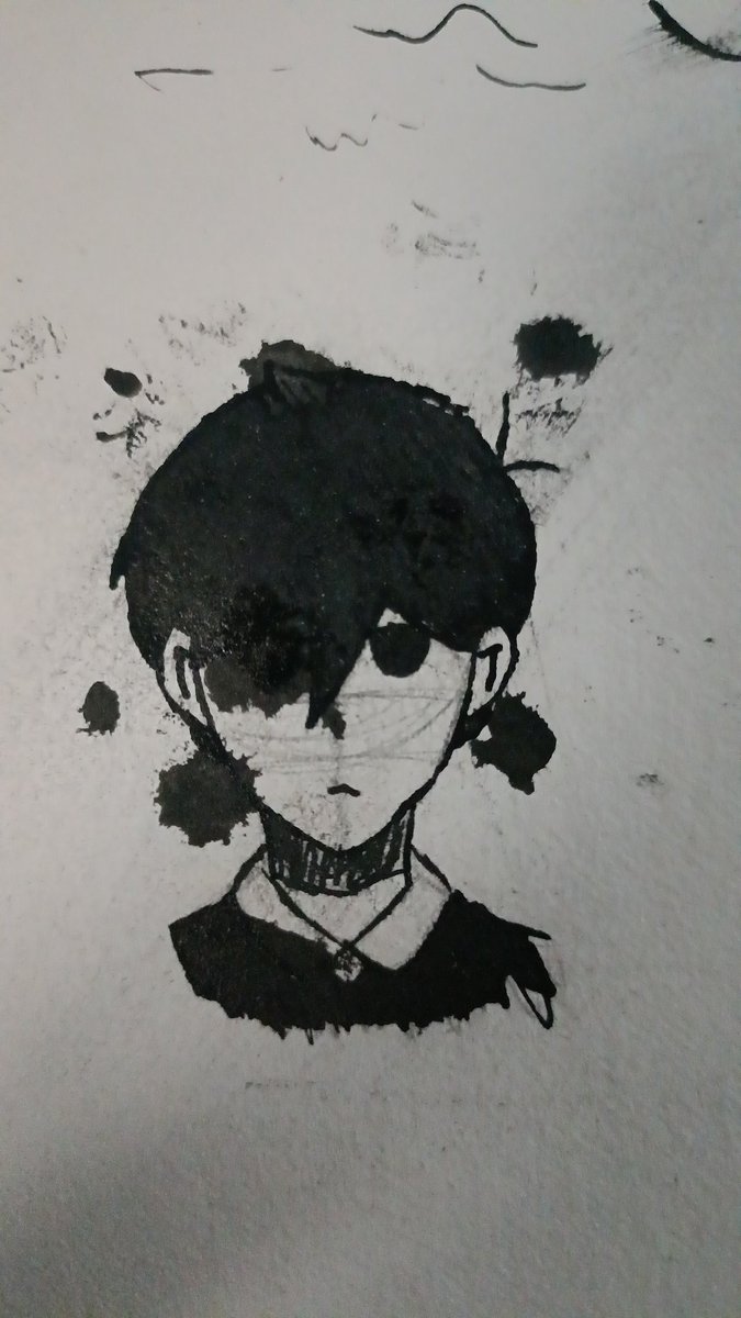 suntanidiot's tweet photo. Idk what I was thinking while making this but this is the first time that I'm using an inking pen yay! Enjoy (?) my tryout work after a while of not posting...

I spilled ink everywhere and in the end decided to fuck the whole work up :p

Tags: #OMORI #OMORIFANART #omorisunny https://t.co/Zc2QaKjXje