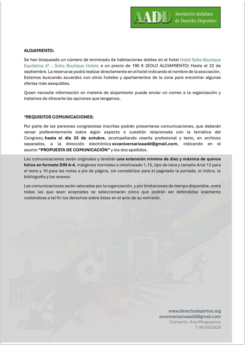 Os presentamos un avance del programa del congreso que, con motivo del XXV aniversario de la fundación de nuestra <a href="/AADDeportivo/">AADD</a>, celebraremos en Málaga, en la sede del <a href="/iadeporte/">Instituto Andaluz del Deporte</a>, los próximos días 7 y 8 de noviembre.

Id organizando vuestras agendas, porque… ¡os esperamos allí!