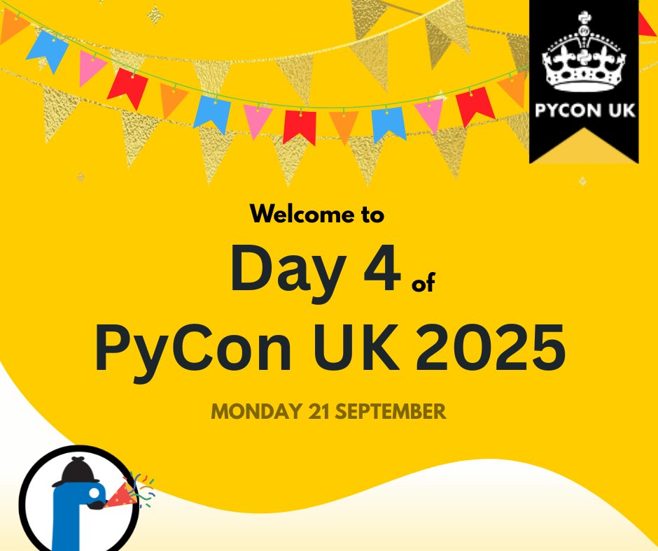 🐍✨ Day 4 of #PyConUK2025 is here — Sprint Day! ✨🐍
From 10:00 AM, we’re all about #collaboration &amp; #OpenSource 🚀 Join us to:
🐛 Fix bugs
📖 Improve documentation
🤝 Discuss challenges faced by users
🚀 Make progress on new features
More info: buff.ly/20q4HUu
#Python
