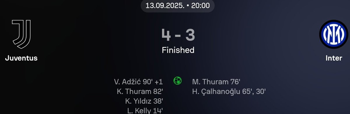 #JUVINT 
 Ooh my words, adzic late winning,  sublime finish into the back of the net. Fair enough.