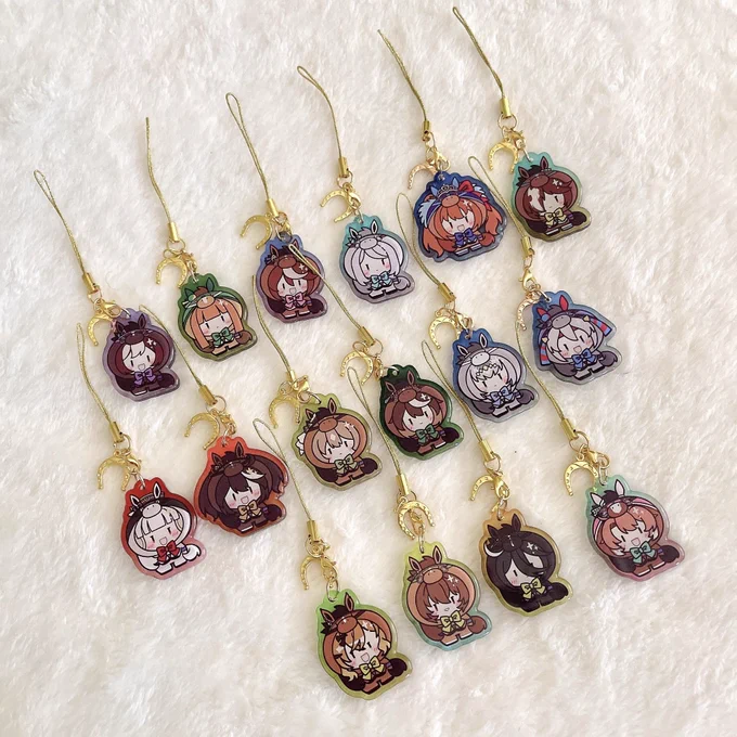 uma musume phone charms have been restocked in addition to adding the next volume! now available on both of my storefronts l!nks below! | rts appreciated