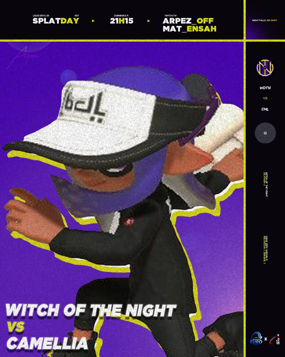 Ce soir on joue Camellia pour cette semaine 2 à 21h15 !

<a href="/eSportBrosTV/">eSportBrosTV (ebTV)</a> 

En stream sur la chaine de <a href="/Arpez_Off/">Arpez</a> et <a href="/MTallaron/">MaT</a>