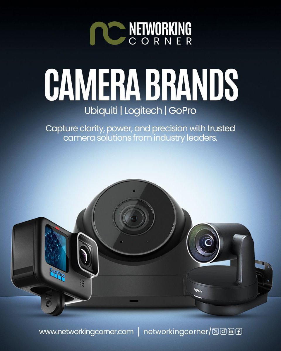 NetworkingCor's tweet photo. Clarity. Power. Precision. Discover Ubiquiti, Logitech, and GoPro — trusted camera brands for every need.

Reach out for more details.
📞 (844) 915 8880
🌐 https://t.co/QKEyjDT7Gi
📩 info@networkingcorner.com 
.
.
.
.
#CameraBrands #NetworkingCorner #Ubiquiti #Logitech #GoPro https://t.co/JM7COi1YqA