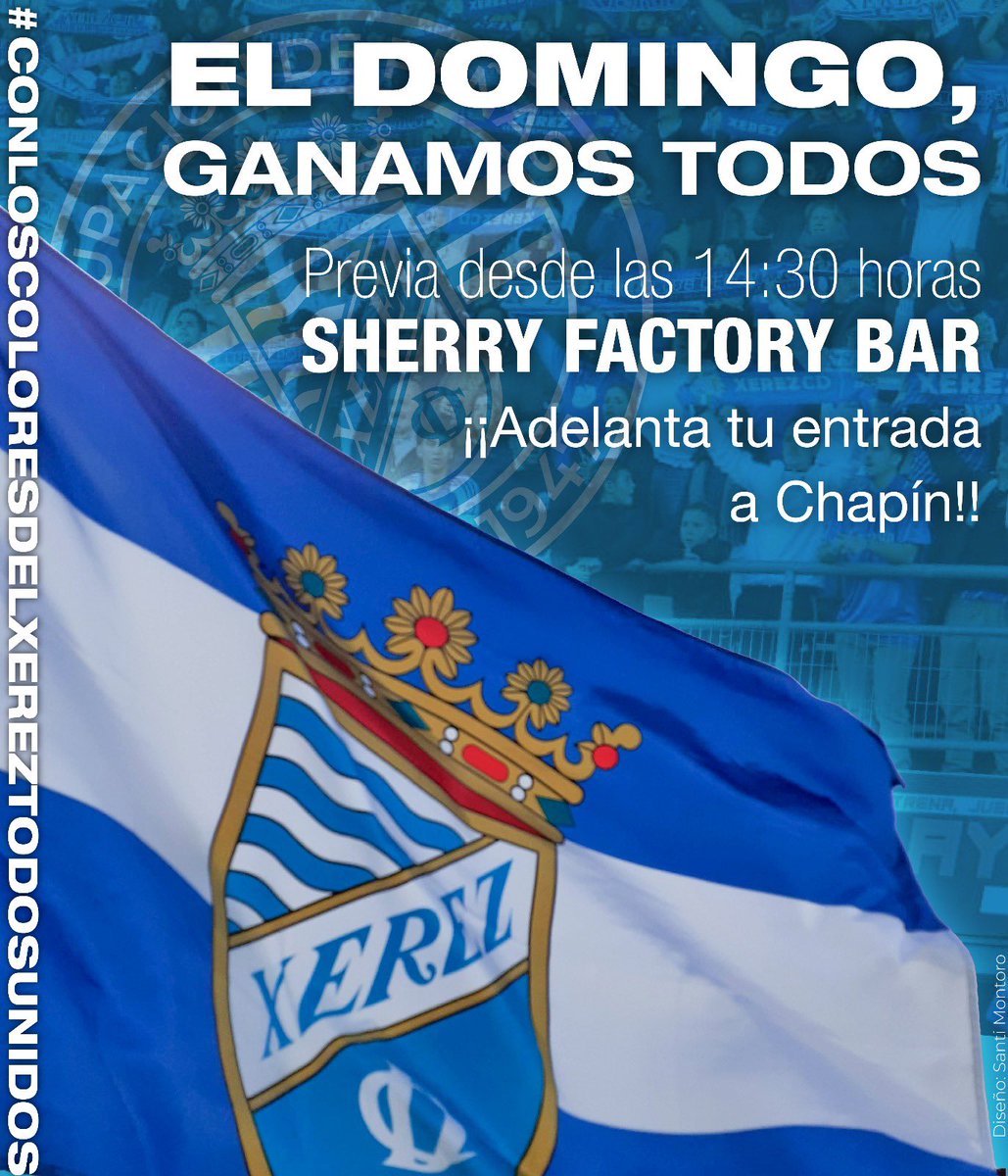 ¡EL DOMINGO, GANAMOS TODOS! 🔵⚪️

Previa desde las 14:30 en el nuevo Sherry Factory Bar 

#ConLosColoresDelXerezTodosUnidos <a href="/XerezCD_OFICIAL/">Xerez Club Deportivo</a>