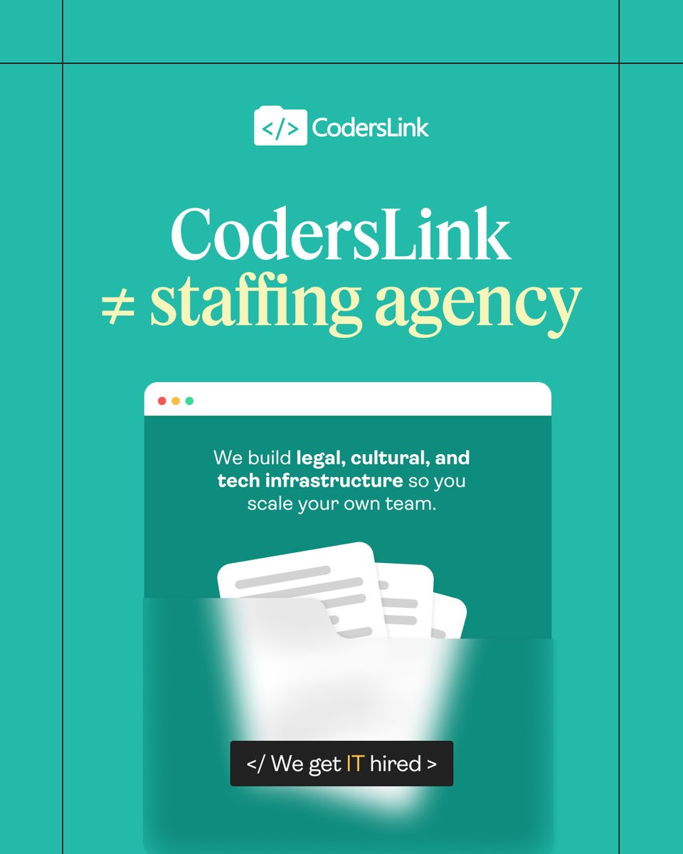 hirecoderslink's tweet image. We’re not a staffing agency.
We build the backbone of your tech expansion:
✔️ Legal compliance
✔️ Cultural alignment
✔️ Operational infrastructure
This is how you scale a nearshore team that lasts.
#TechExpansion #Nearshoring #LATAMDevelopers
