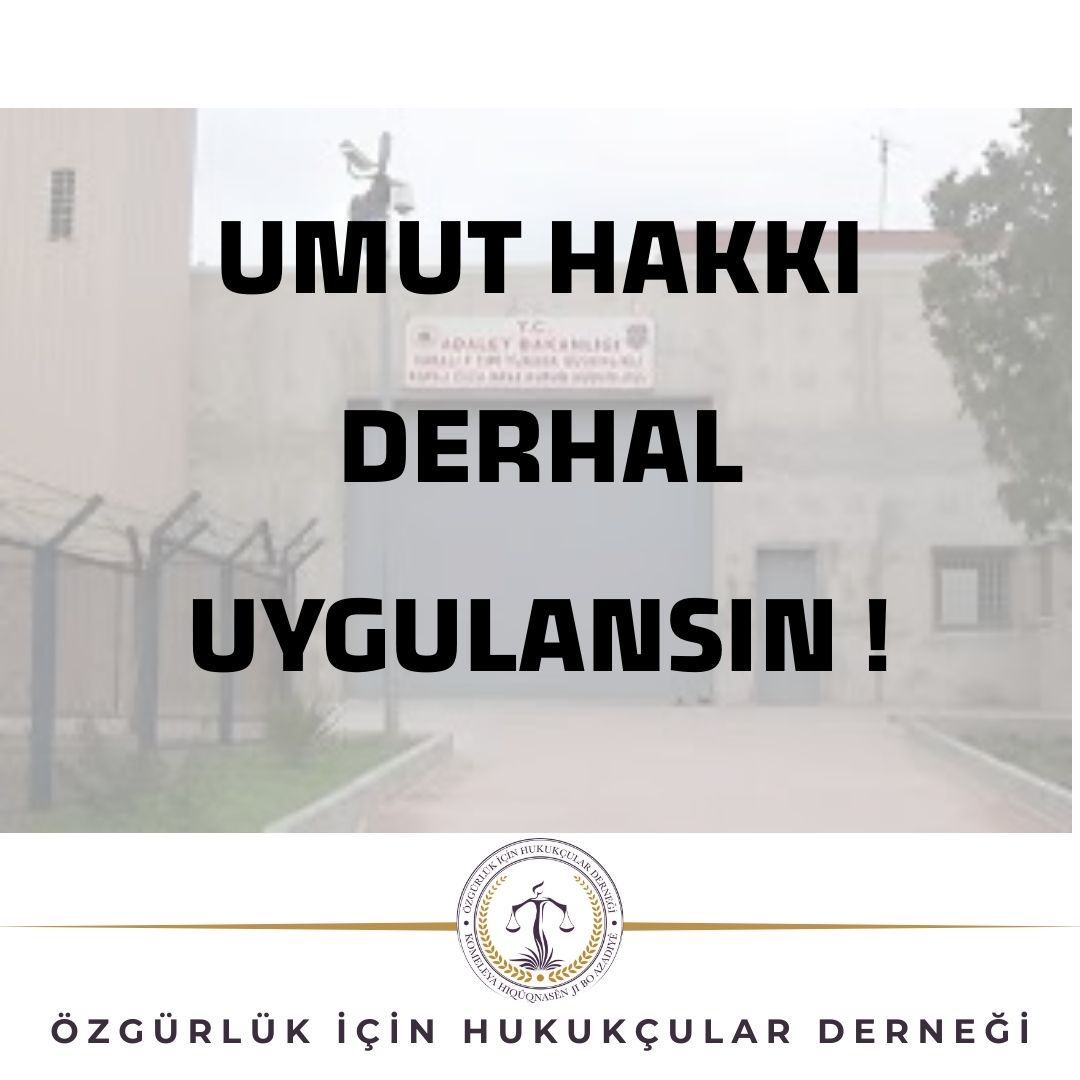 Umut hakkı hiç kuşkusuz bugün içerisinden geçtiğimiz Barış ve Demokratik Toplum süreci açısından belirleyici önemdedir. Bu süreci resmen başlatan, adım adım ören, inşa eden ve pratikleştiren Sn. Öcalan yaklaşık 27 yıldır ağır izolasyon koşullarında tutulmaktadır. Mevcut koşulları