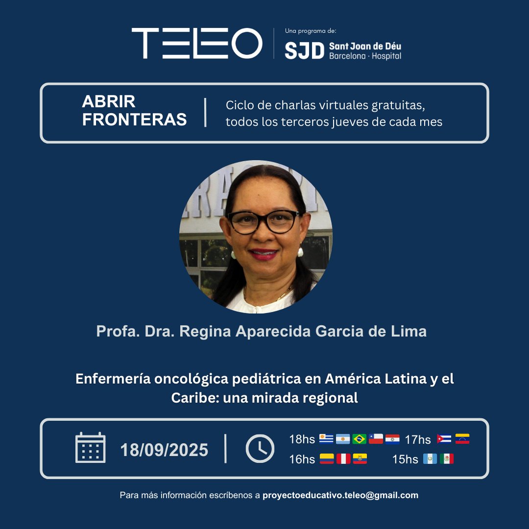 ProgramaTeleo's tweet image. 📣 ¡Atención enfermeras de oncología pediátrica!📣

🔑 Nos acompaña la Dra. Regina Aparecida García de Lima, autora principal del documento clave de OPS/OMS: “La práctica de la enfermería oncológica pediátrica en América Latina y el Caribe”.

teleosjd.org